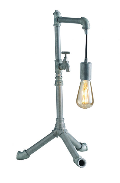 Lampa metalowa, efekt ocynku, stylizowane rury i krany, 1xE27 bez żarówki. AMARCORD