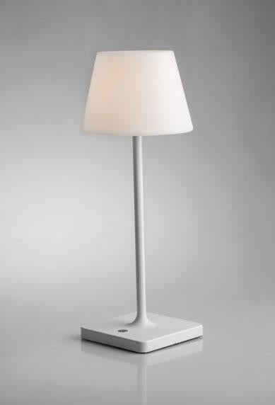 Lampă de masă reîncărcabilă din metal și PE IP54 finisaj alb și negru led integrat lumină caldă 3000°k 2.2W 60 lumencolecția JAMMIN