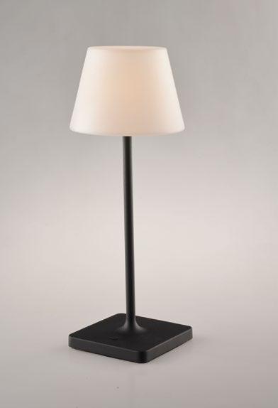 Lampă de masă reîncărcabilă din metal și PE IP54 finisaj alb și negru led integrat lumină caldă 3000°k 2.2W 60 lumencolecția JAMMIN