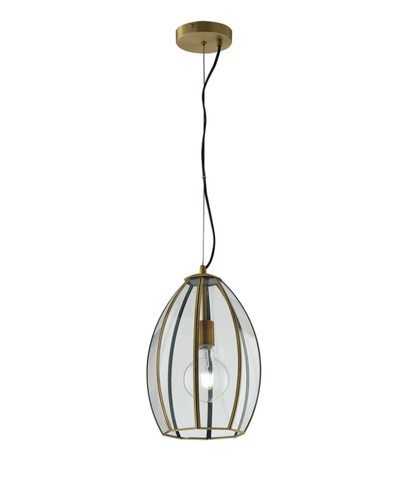 Sospensione in vetro trasparente finiture metallo ottone varie dimensioni 1XE27 non incl. CHESTER
