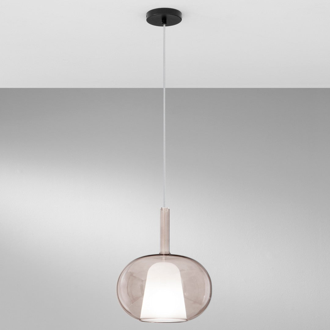 Lampa wisząca modułowa ze szkła dmuchanego, kula D.25cm 1xE27 bez żarówki. Pyrex