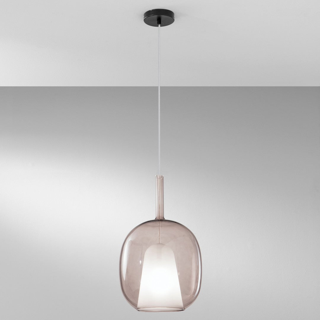 Lampa wisząca modułowa ze szkła dmuchanego owalna śr. 25cm 1xE27 bez żarówki Pirex