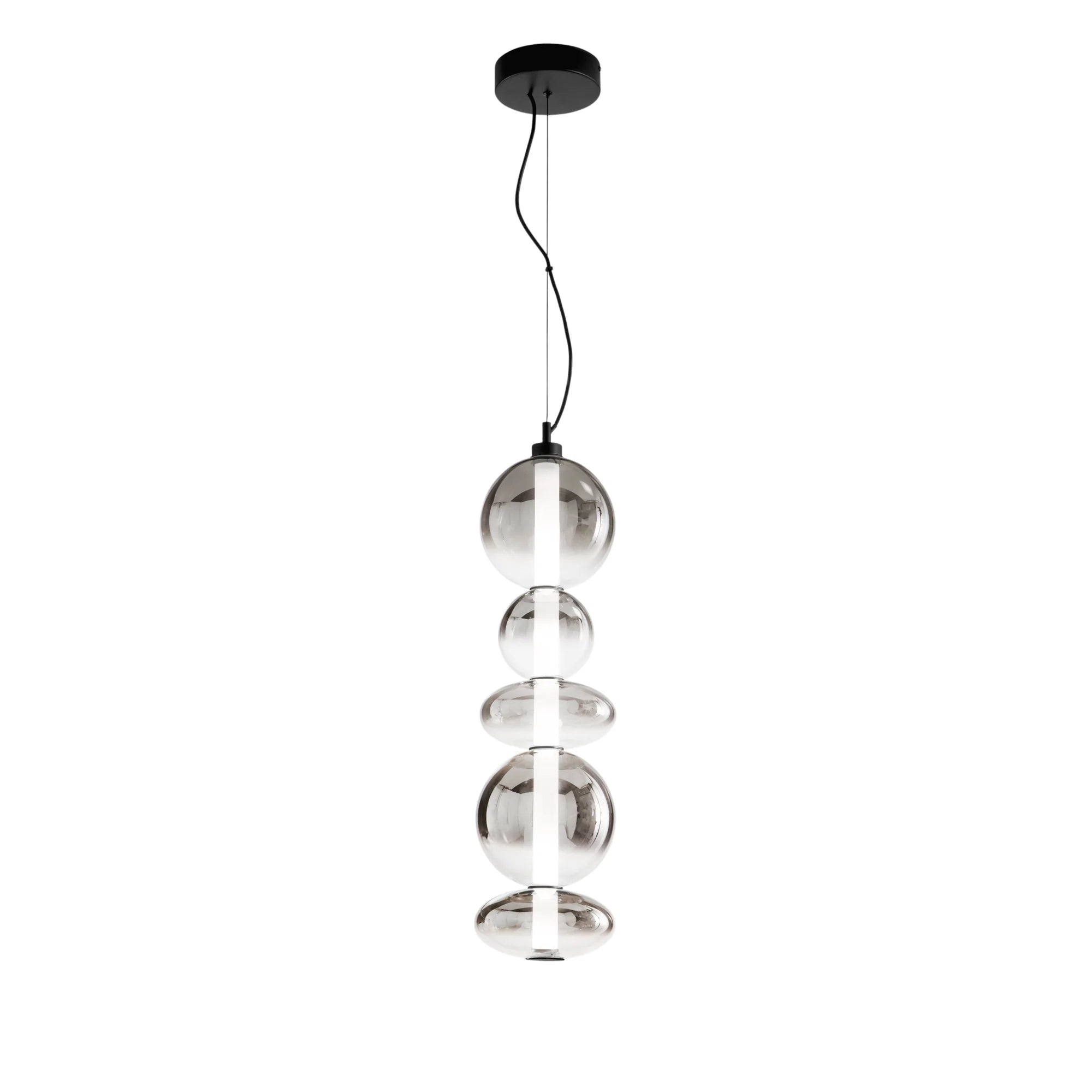 Sospensione LED metallo e vetro soffiato fumè sia verticale che orizzontale 40W 4000LM 3000°k KEMET