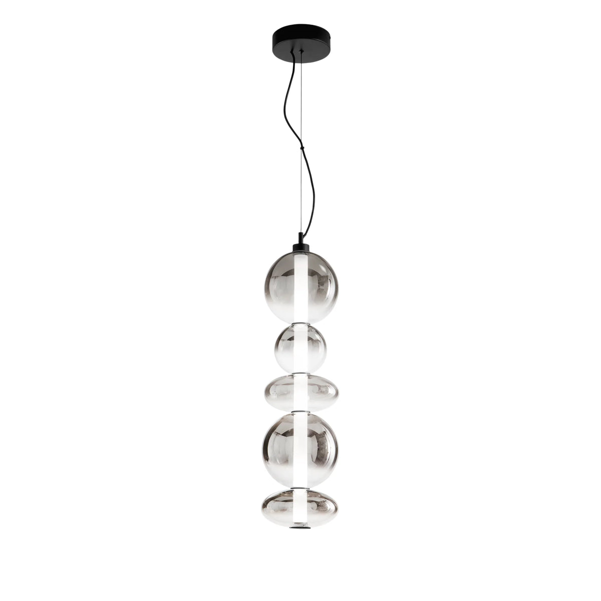 Lampa wisząca LED metalowa i ze szkła dmuchanego dymionego, pionowa i pozioma, 40W 4000LM 3000°k KEMET