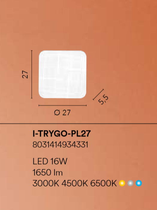 Plafoniera LED CCT z białym dyfuzorem ozdobionym liniami i kątami trygonometrycznymi, różne rozmiary TRYGO