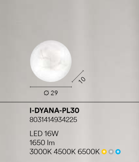 Plafoniera LED DYANA – CCT Cambio Temperatura | Diffusore Bianco Decoro Alabastro | PL30, PL40, PL50