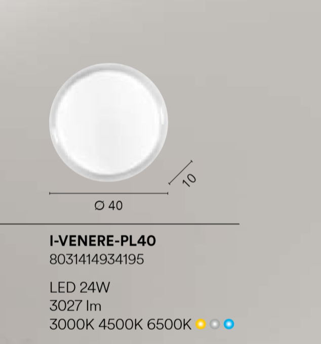 Plafoniera LED CCT con doppio diffusore bianco e trasparente due misure VENERE
