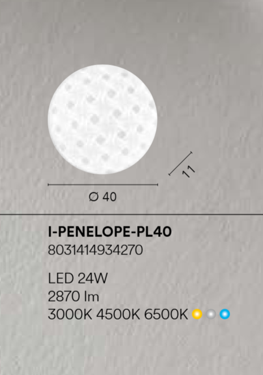 Plafoniera LED CCT diffusore acrilico bianco decorato da effetto tele varie dimensioni PENELOPE