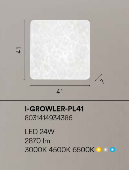 Plafoniera LED CCT, dyfuzor biały, dekoracja z efektem lodu, różne rozmiary GROWLER