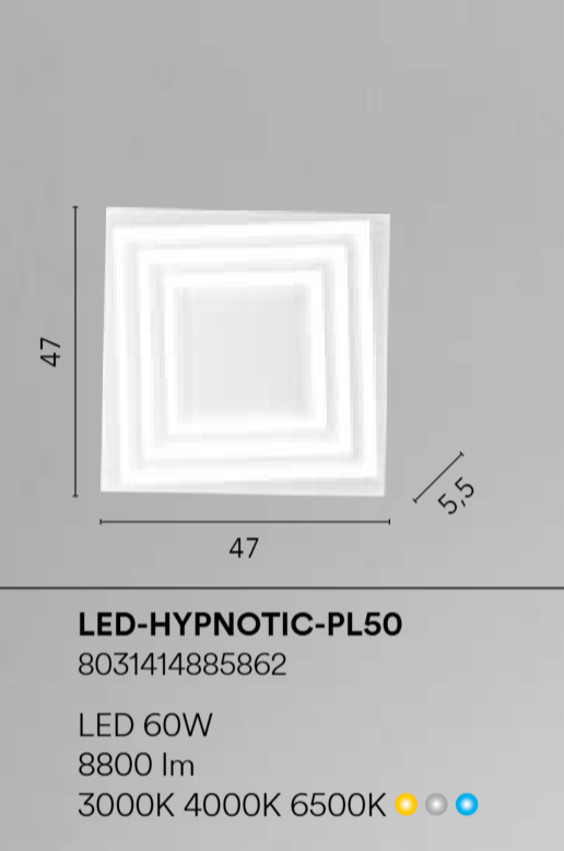 Plafoniera LED in alluminio bianco e diffusore in acrilico CCT diverse dimensioni  HYPNOTIC