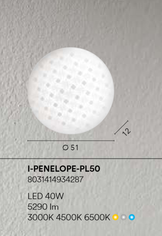 Plafoniera LED CCT diffusore acrilico bianco decorato da effetto tele varie dimensioni PENELOPE