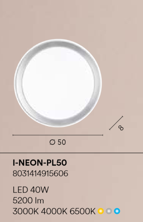 Plafoniera LED CCT tonda in metallo con diffusore in acrilico bianco con bordo argento due dimensioni NEON