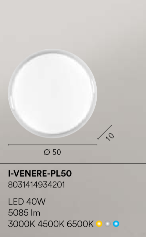 Plafoniera LED CCT con doppio diffusore bianco e trasparente due misure VENERE