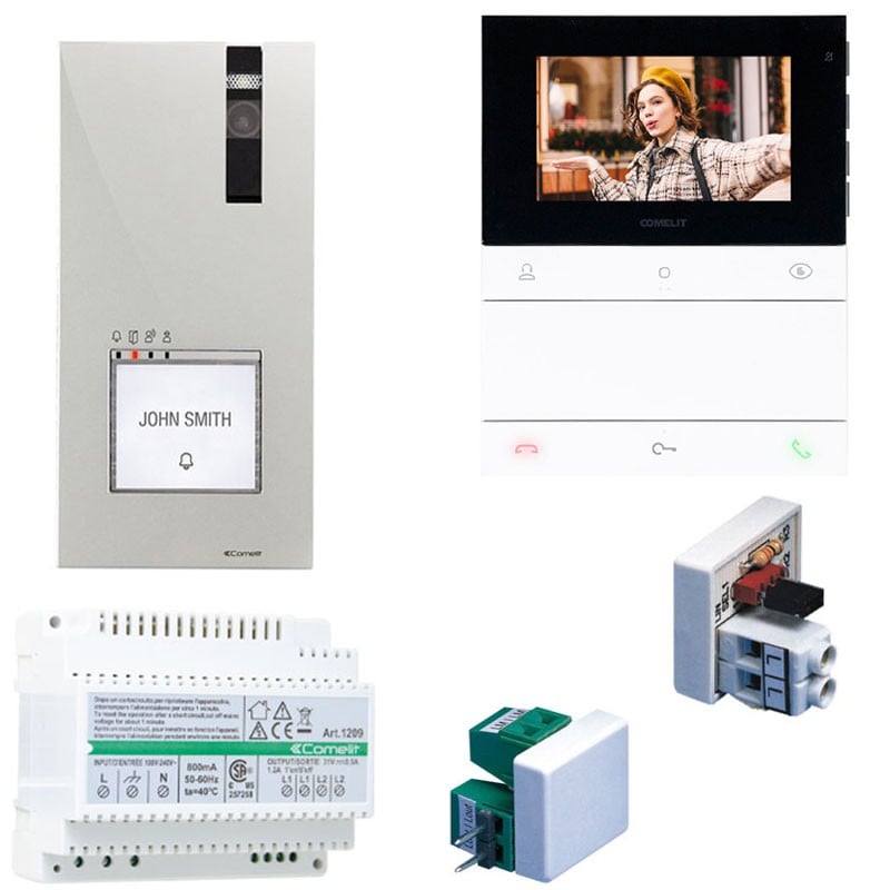 Kit videointerfon unifamiliar Comelit 2 fire People, mâini libere și Quadra PL8461V
