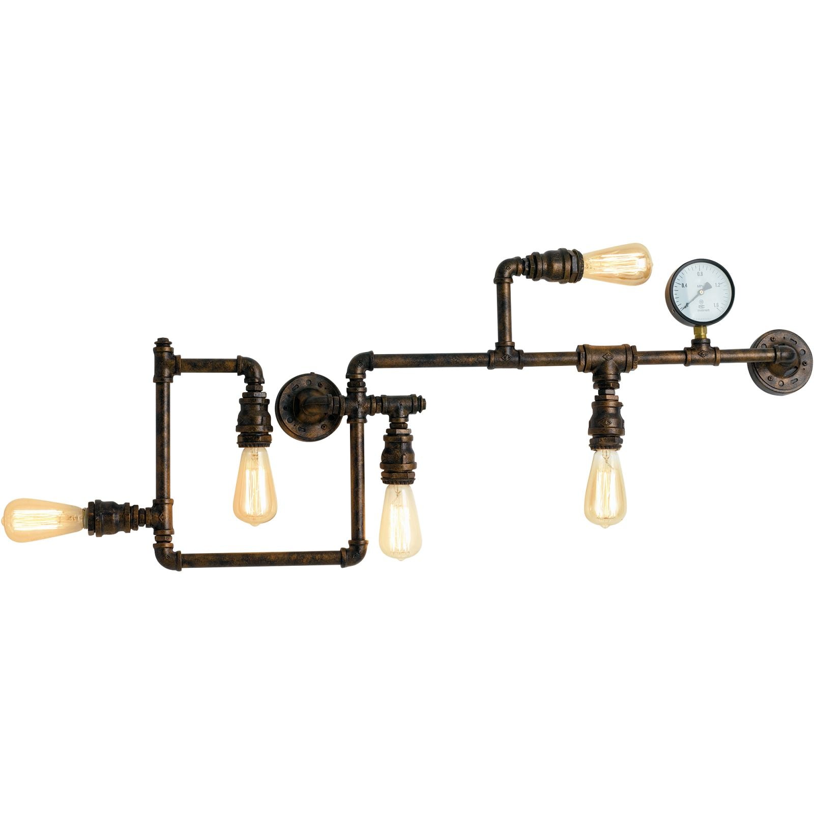 Plafoniera 5 luci metallo effetto ruggine stile tubi e rubinetti 5XE27 non incl. AMARCORD