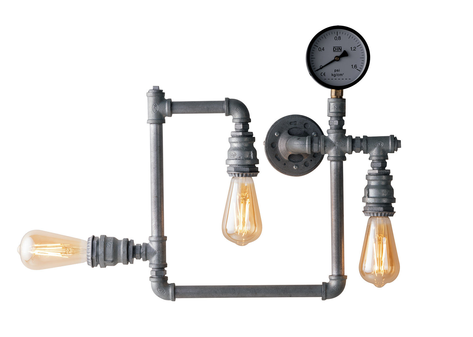Plafoniera 3 luci metallo effetto zincato stile tubi e rubinetti 3XE27 non incl. AMARCORD