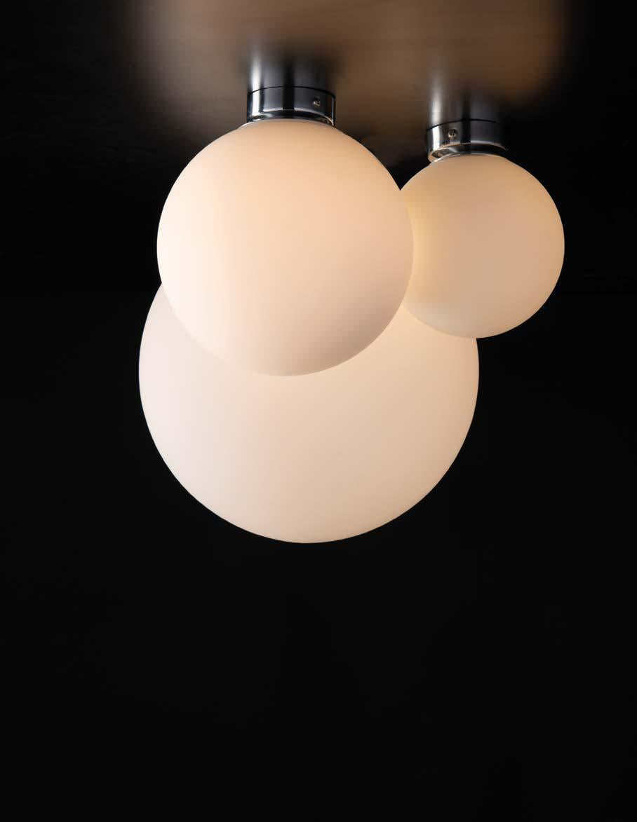 Plafoniera sfera vetro bianco 1XE14 non incl. struttura in metallo cromato D.20cm CITY