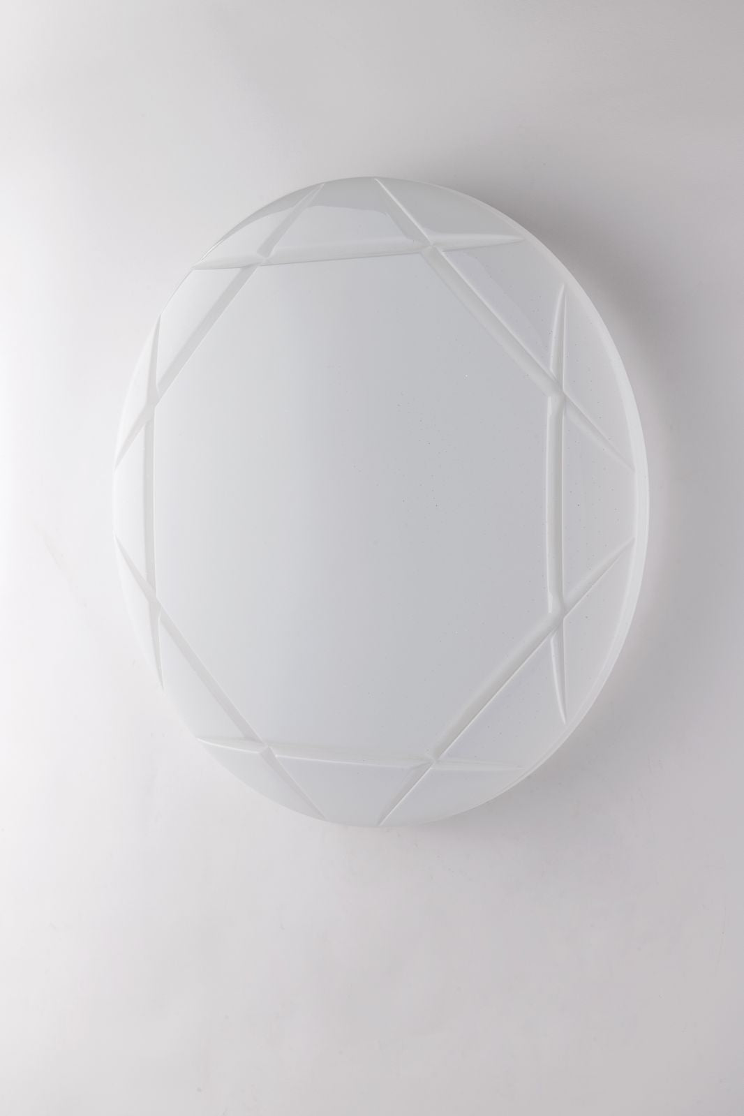 Plafoniera LED acrilico incisioni geometriche lungo i bordi CCT varie dimensioni ELIXIR