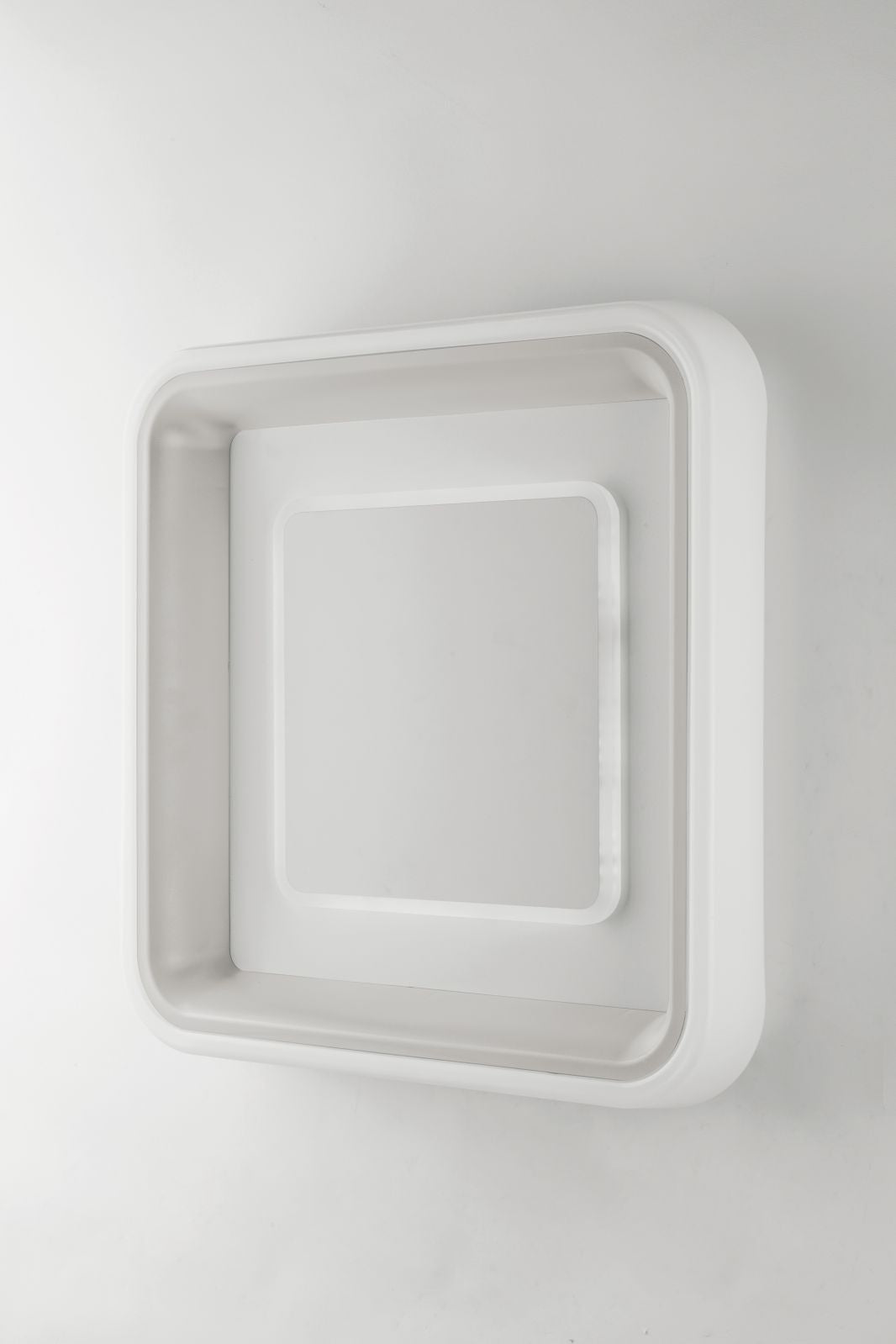 Plafoniera LED rotonda-quadrata alluminio bianco diffusore acrilico CCT 45W 6160lm NURAX
