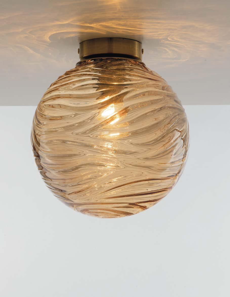 Plafoniera sfera vetro ad onde 1XE27 non incl. trasparente-champagne d.25cm NEREIDE-G-PL25