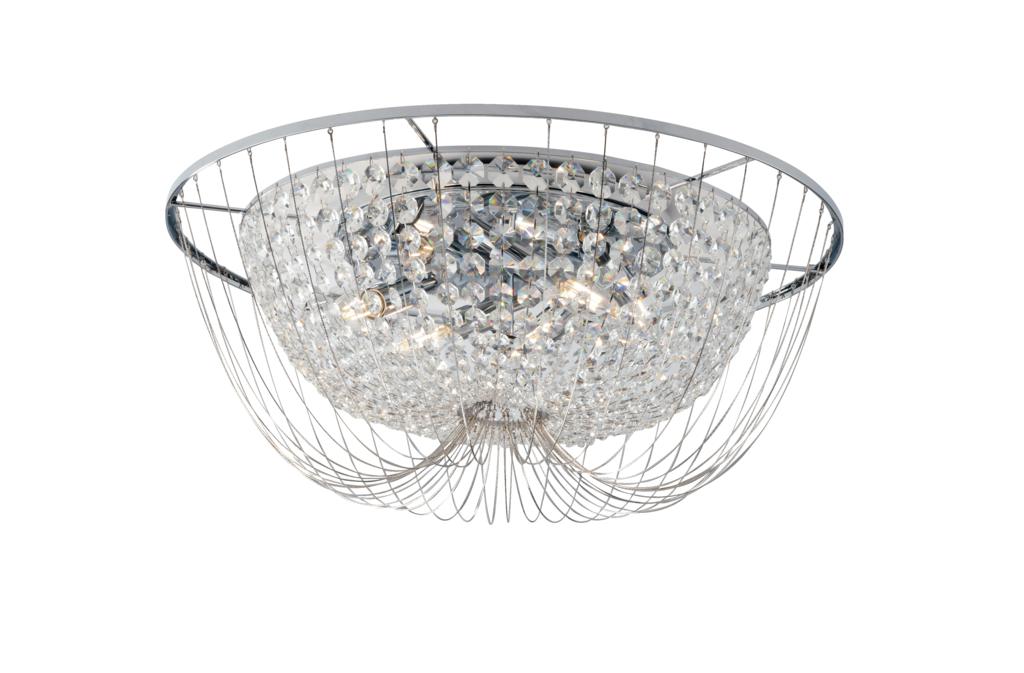 Plafoniera 4 luci in cristalli K9 metallo cromo D.45cm 4XE14 non incl. VIENNA