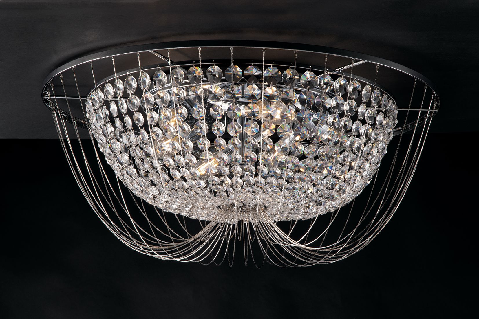 Plafoniera 4 luci in cristalli K9 metallo cromo D.45cm 4XE14 non incl. VIENNA