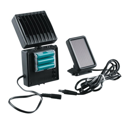 Proiettore LED Solare 5W 80lm IP44 Orientabile con Sensore Movimento 6500K | Policarbonato Nero Pannello Solare Cavo 3.4m | Fan Europe COSMO