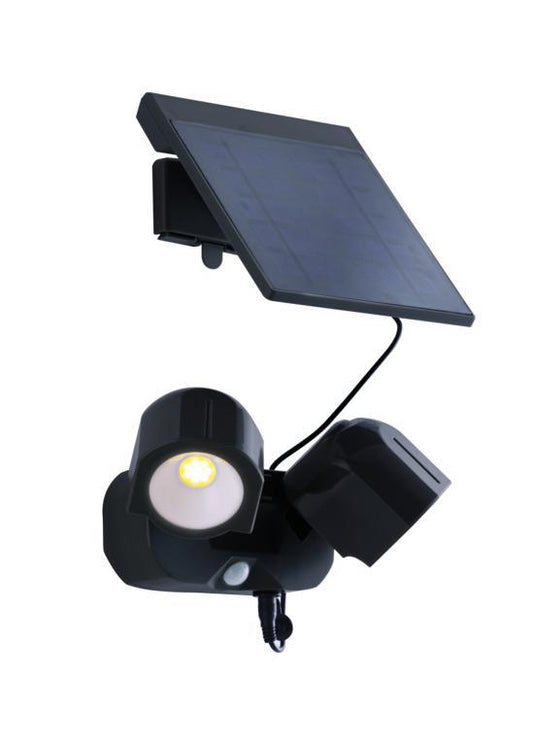 Reflektor LED z termoplastu antracytowego z PANELEM SOLARNYM i CZUJNIKIEM RUCHU 2x1,5W 230LM SHIVA