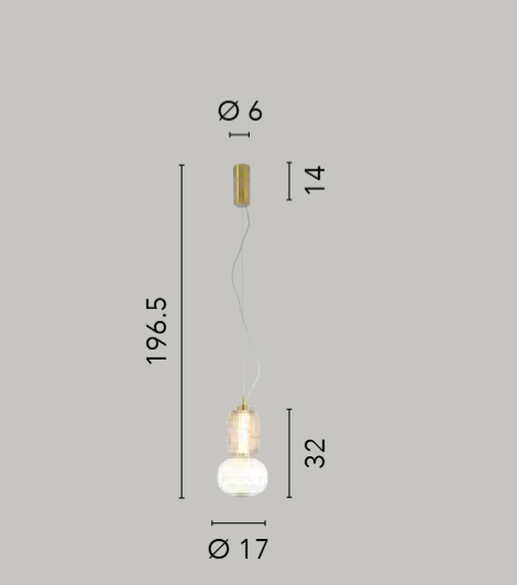 Sospensione LED metallo e vetro soffiato bianco-oro vari modelli luce calda 3000°k TOTEM