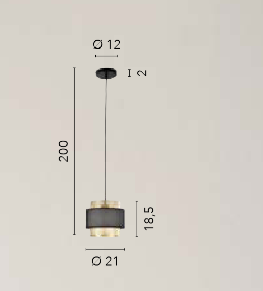 Sospensione in metallo e diffusori nero-oro varie misure LOUNGE