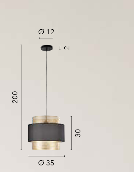 Sospensione in metallo e diffusori nero-oro varie misure LOUNGE