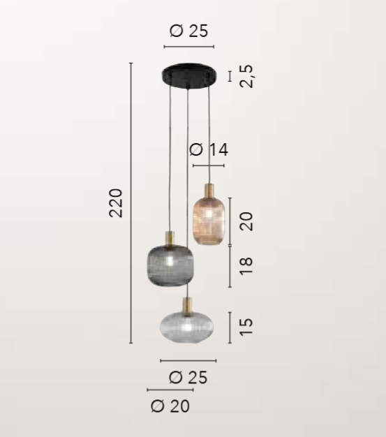 DOSTĘPNE OD POŁOWY KWIETNIA lampa wisząca metal czarny klosze szkło przezroczyste-bursztynowe-przydymione trzonek E27 EGADI