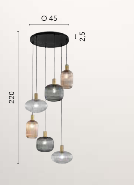 DOSTĘPNE OD POŁOWY KWIETNIA lampa wisząca metal czarny klosze szkło przezroczyste-bursztynowe-przydymione trzonek E27 EGADI