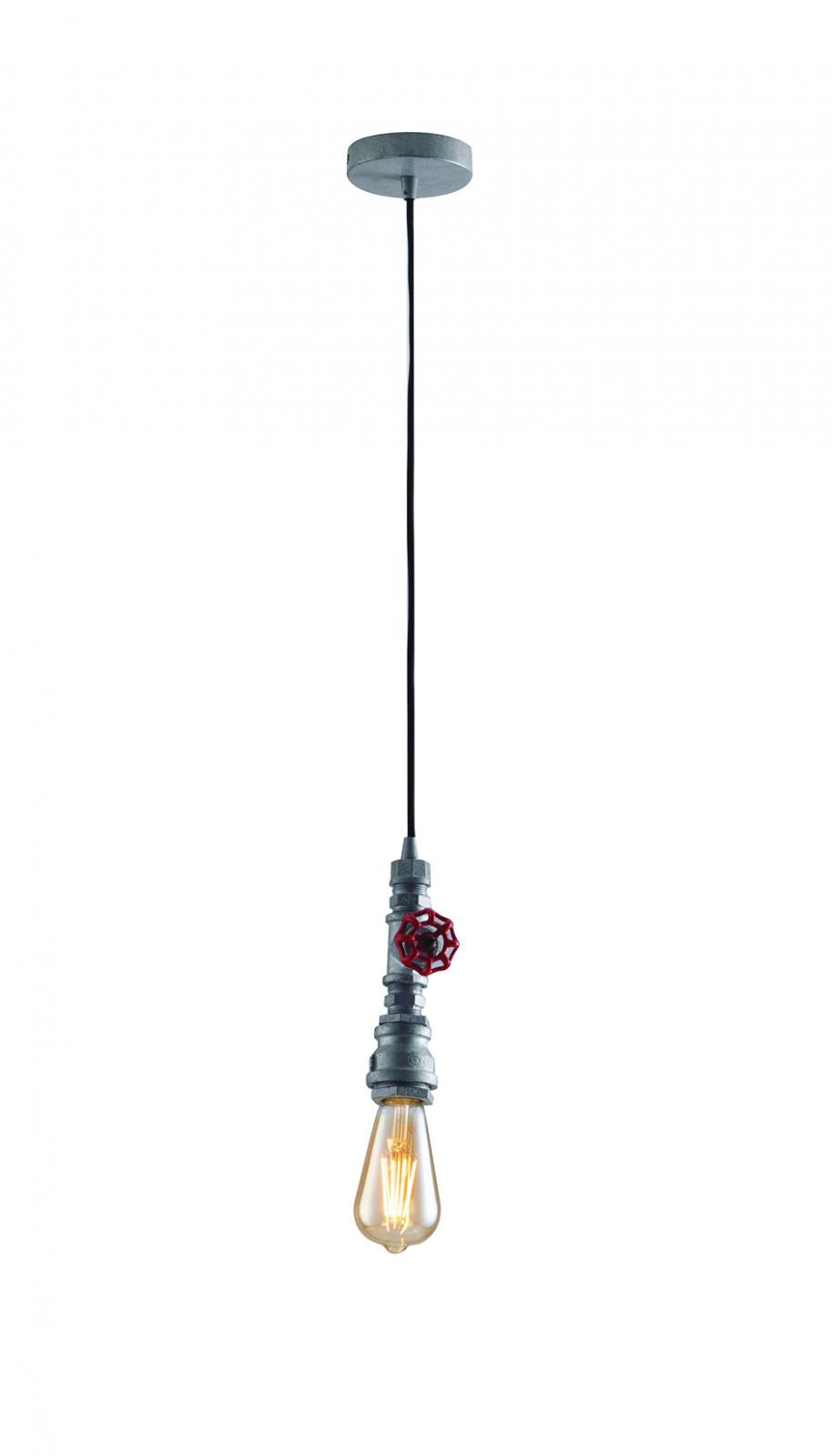 Sospensione metallo effetto zincato stile tubi e rubinetti 1XE27 non incl. AMARCORD