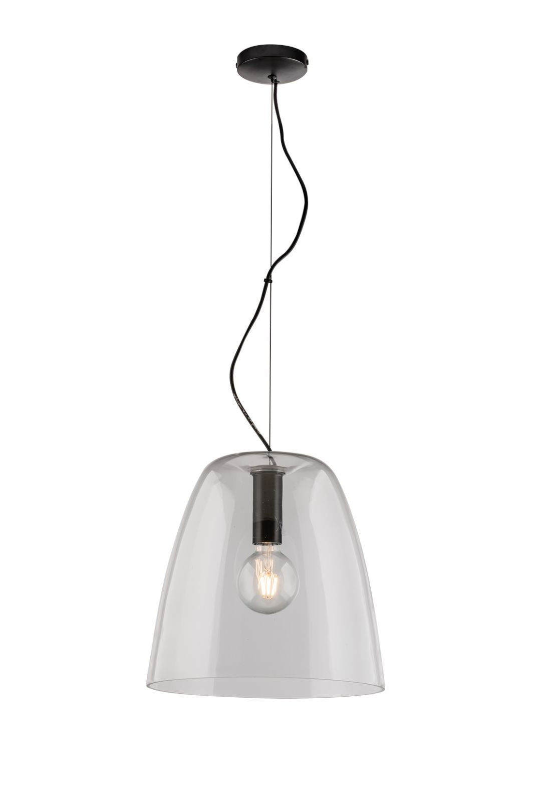 Sospensione in vetro trasparente struttura in metallo nero 1XE27 non incl. ARES
