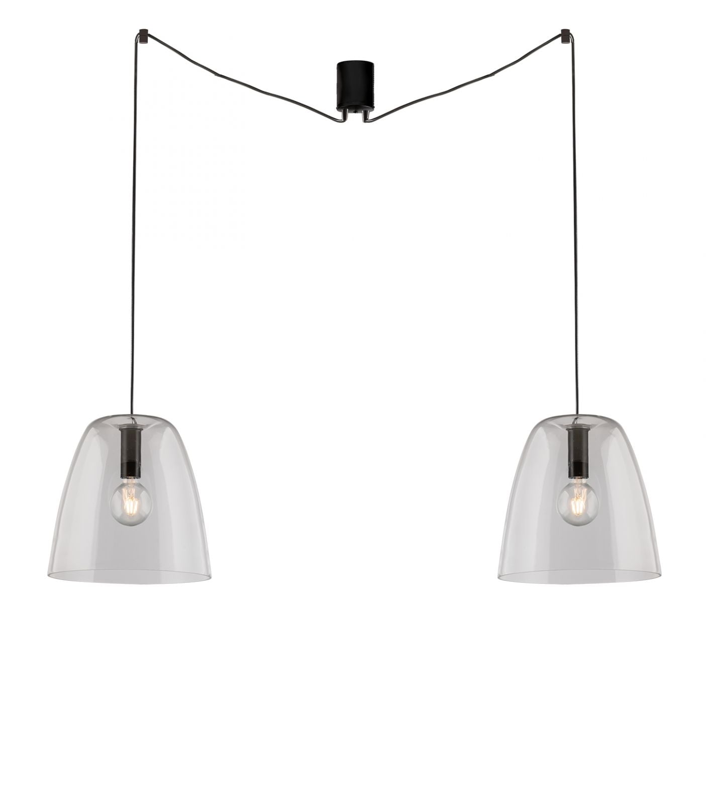 Sospensione in vetro trasparente struttura in metallo nero 2XE27 non incl. ARES