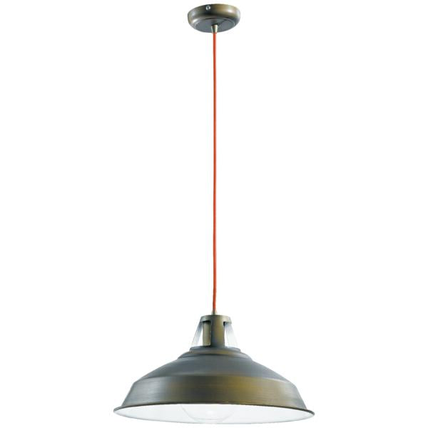 Lampă suspendată din metal verde cupru, cablu textil negru, D.39cm 1xE27 neinclus, BOGOTA