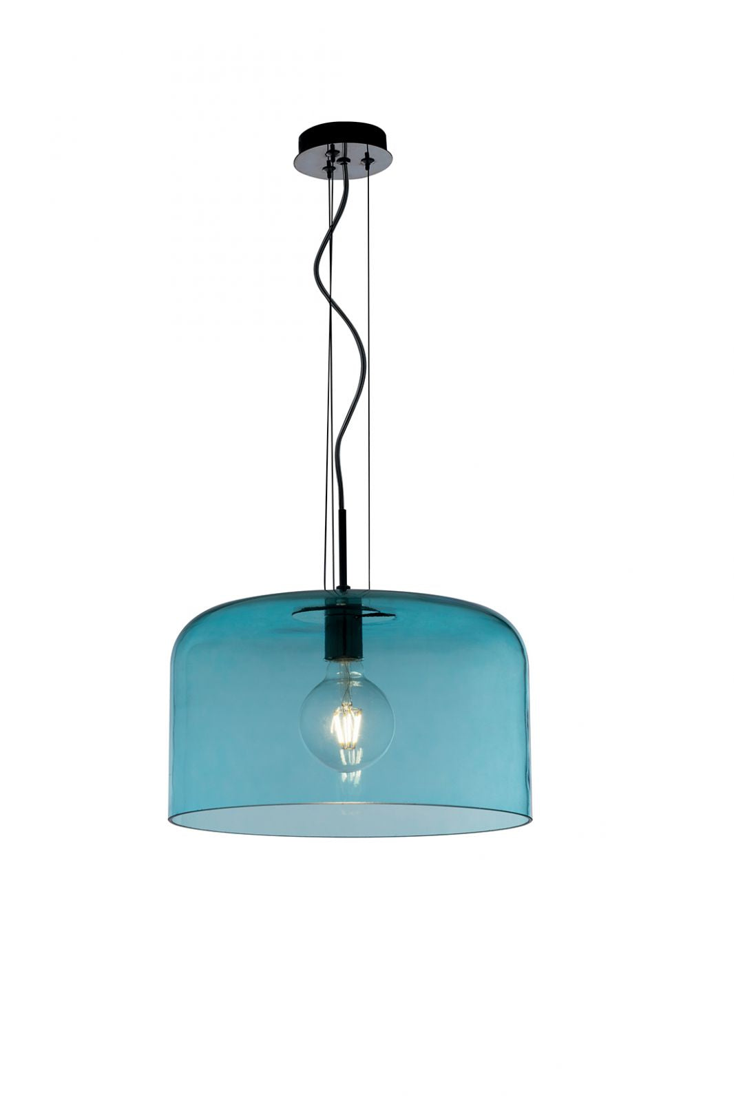 Sospensione in vetro soffiato lucido in varie varianti e struttura in metallo 1XE27 non incl. D.40cm GIBUS-S40