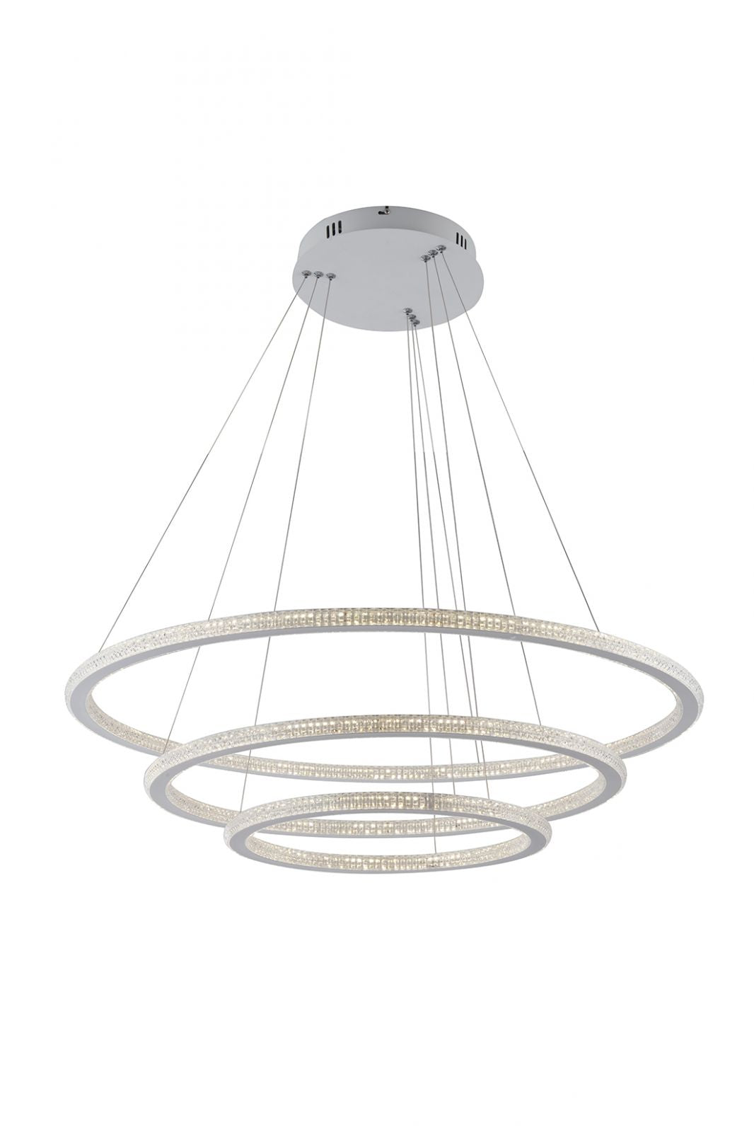 Sospensione LED in alluminio bianco impreziosita dal diffusore in acrilico diamantato 100W 11900LM 3000-4000°k BRYANT-S3