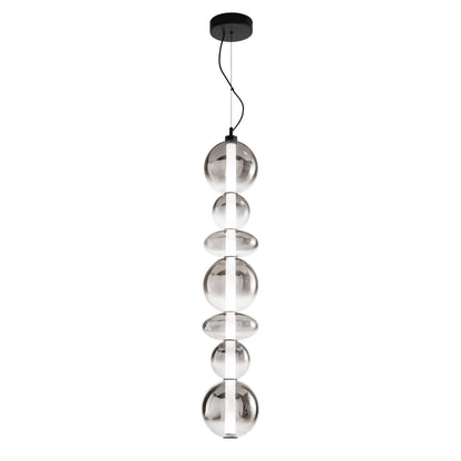 Sospensione LED CHEMET – 7 Diffusori in Vetro Soffiato | Metallo Nero | 40W 4000lm 3000K | IP20 | Luce Ambiente Design