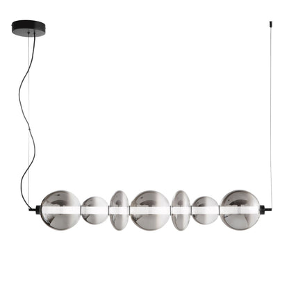 Sospensione LED CHEMET – 7 Diffusori in Vetro Soffiato | Metallo Nero | 40W 4000lm 3000K | IP20 | Luce Ambiente Design