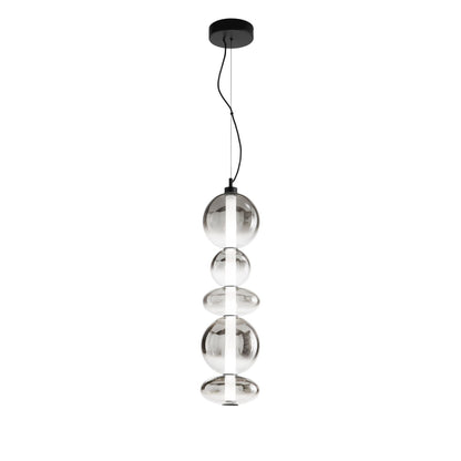 Lampadario Sospensione LED 5 Diffusori Vetro Soffiato 40W 3000K | Metallo Nero | Chemet S5