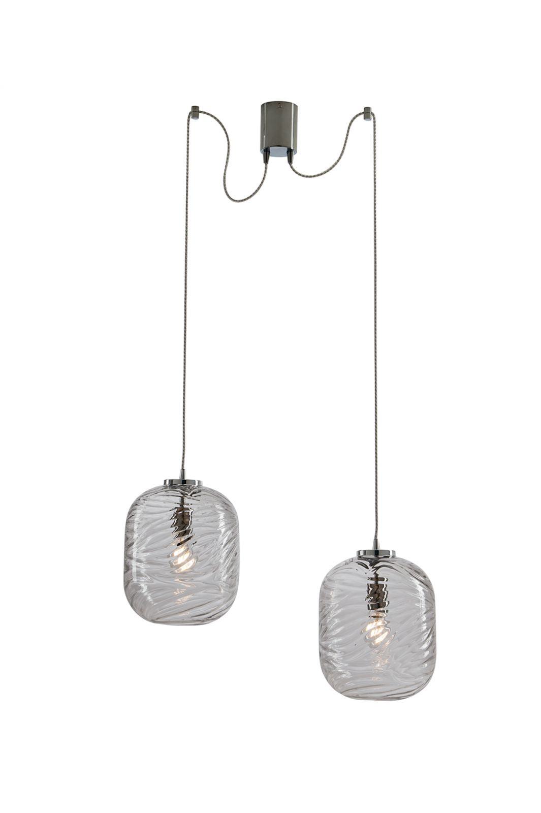 Sospensione sfera vetro ad onde 2XE27 non incl. trasparente NEREIDE-C-S2 TR