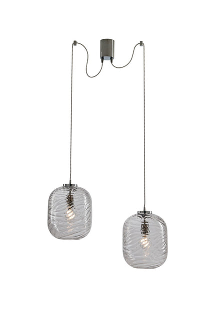 Sospensione sfera vetro ad onde 2XE27 non incl. trasparente NEREIDE-C-S2 TR