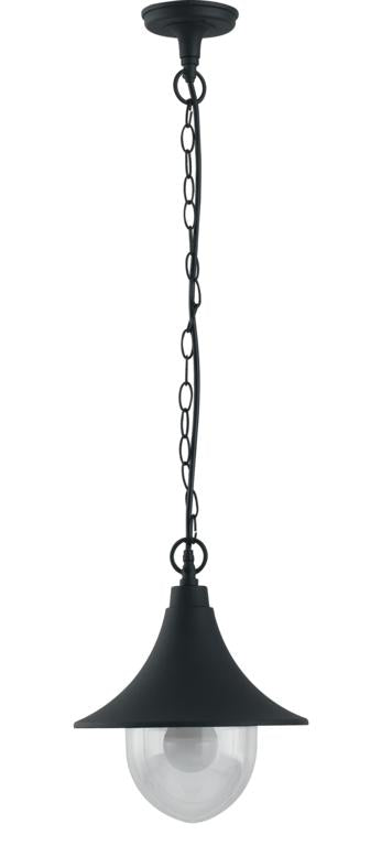 Zewnętrzna lampa wisząca IP44 z czarnego aluminium, akrylowy dyfuzor, żarówka 1x E27 nie dołączona PAVIA