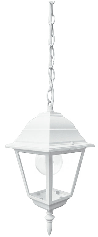 Lampa wisząca zewnętrzna IP44, aluminium w kolorze antracytowym lub białym, klosz szklany, żarówka 1XE27 nieujęta w zestawie ROMA