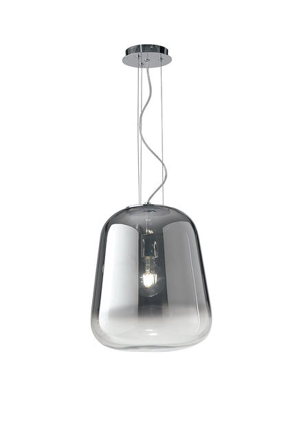 Sospensione vetro soffiato cromato sfumato struttura in metallo cromo 1XE27 non incl. SMOKE-S35