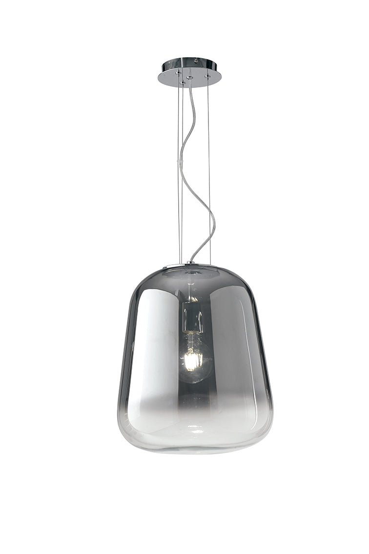 Sospensione vetro soffiato cromato sfumato struttura in metallo cromo 1XE27 non incl. SMOKE-S45