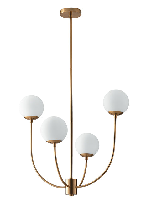 Sospensione in metallo oro satinato sfera vetro opale 4XE14 non incl. THEMYS