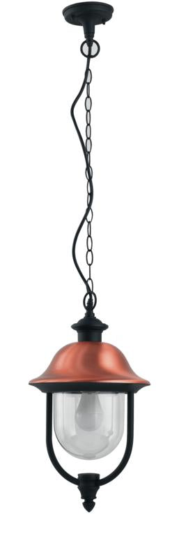 Lampa wisząca zewnętrzna IP44, aluminium miedź, klosz poliwęglan, lampa 1xE27 brak w zestawie VENEZIA